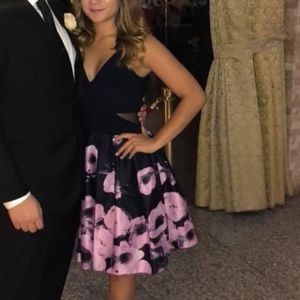 Xscape navy blue dress with flowers